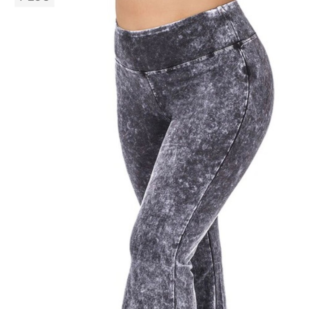 Stone Wash Flare Pants